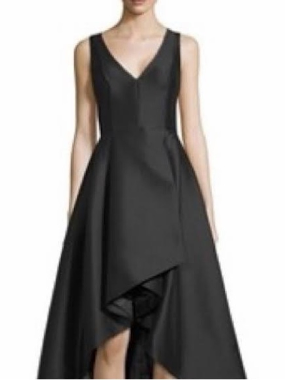 Calvin Klein Black Sleeveless V-Neck High-Low Cocktail Dress